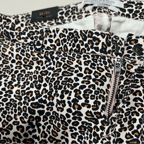 🆕 Scotch & Soda Maison Route 22 Slim Chino Fit Animal Leopard Print Pant 24/30 - Picture 6 of 14
